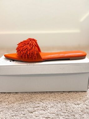 Orange Beaded Slide Sandal - Women's